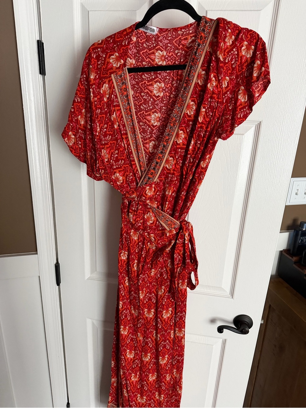 Red Floral Wrap Maxi Dress - Women